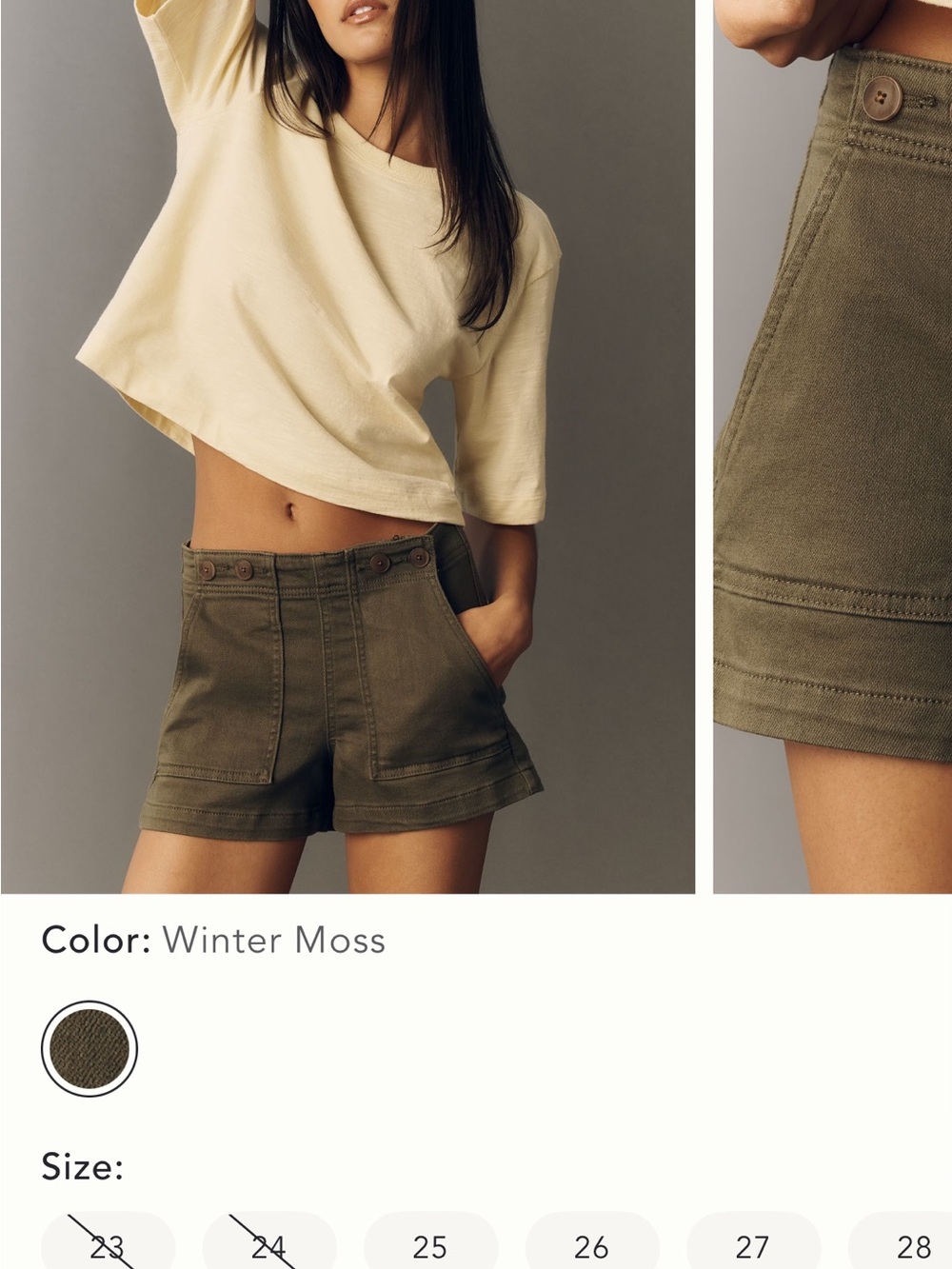 Anthropologie Pilcro Kit High-Waist Utility Shorts - Light Pink color